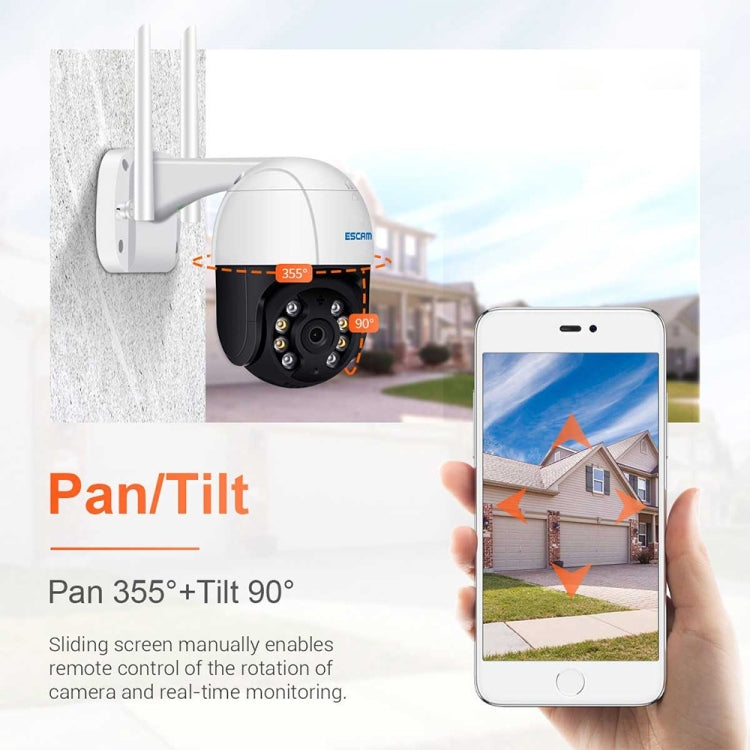 ESCAM QF218 1080P Pan / Tilt AI Humanoid Detection IP66 Waterproof WiFi IP Camera, Support ONVIF / Night Vision / TF Card / Two-way Audio, EU Plug