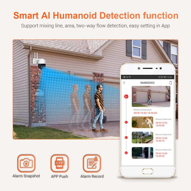 ESCAM QF218 1080P Pan / Tilt AI Humanoid Detection IP66 Waterproof WiFi IP Camera, Support ONVIF / Night Vision / TF Card / Two-way Audio, EU Plug