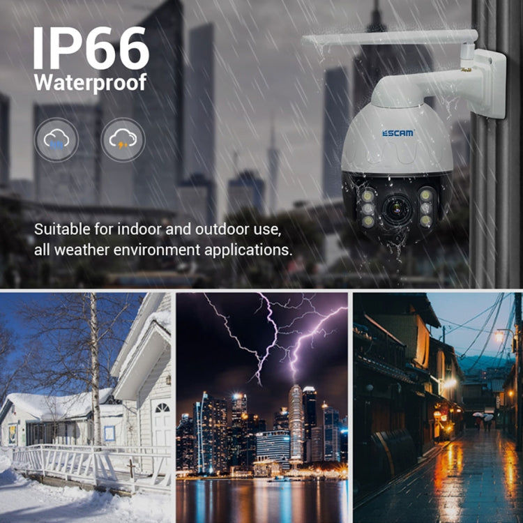 ESCAM Q5068 H.265 5MP Pan / Tilt / 4X Zoom WiFi Waterproof IP Camera, Support ONVIF Two Way Talk & Night Vision, EU Plug