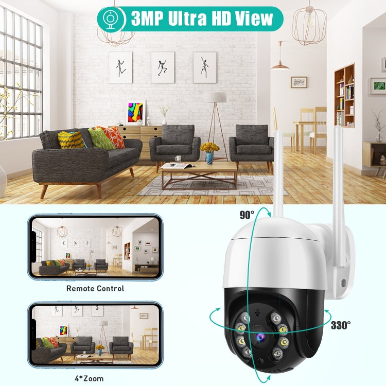 QX29 3.0MP HD WiFi IP Camera, Support Night Vision & Motion Detection & Two Way Audio & TF Card, UK Plug