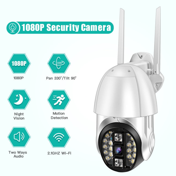 QX33 1080P Panoramic PTZ 360 Degree Rotating WIFI Camera, Support Day and Night Full Color & Two-way Voice Intercom & Motion Detection Alarm & Video Playback & 64GB TF Card, US Plug