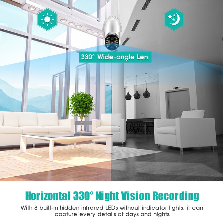 QX33 1080P Panoramic PTZ 360 Degree Rotating WIFI Camera, Support Day and Night Full Color & Two-way Voice Intercom & Motion Detection Alarm & Video Playback & 64GB TF Card, US Plug