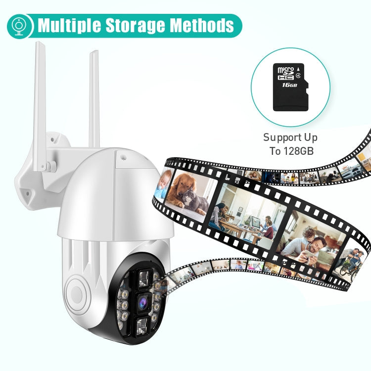 QX33 1080P Panoramic PTZ 360 Degree Rotating WIFI Camera, Support Day and Night Full Color & Two-way Voice Intercom & Motion Detection Alarm & Video Playback & 64GB TF Card，EU Plug