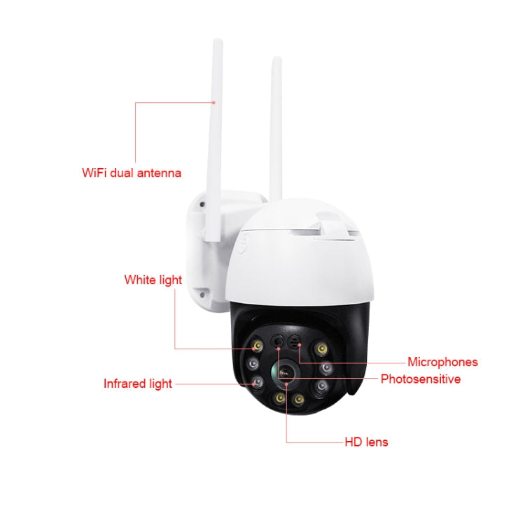 QX36 1080P 3.0MP 3.6mm Lens IP65 Waterproof PTZ 360 Degree Rotating WIFI Camera, Support Day and Night Full Color & Two-way Voice Intercom & Motion Humanoid Detection & Video Playback & 128GB TF Card, UK Plug
