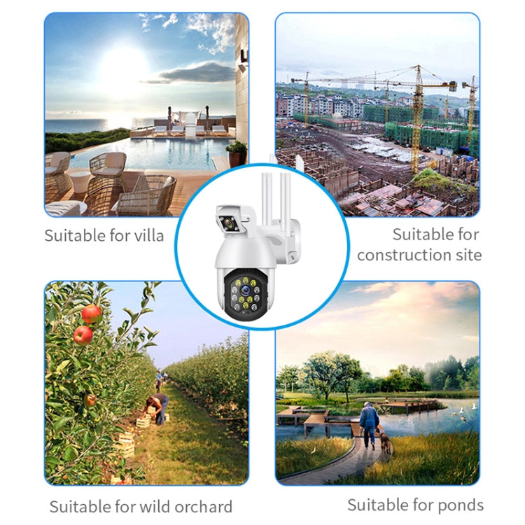 QX41 1080P 2.0MP Dual Lens IP66 Waterproof Panoramic PTZ WIFI Camera, Support Day and Night Full Color & Two-way Voice Intercom & Smart Alarm & Video Playback & 128GB TF Card, UK Plug