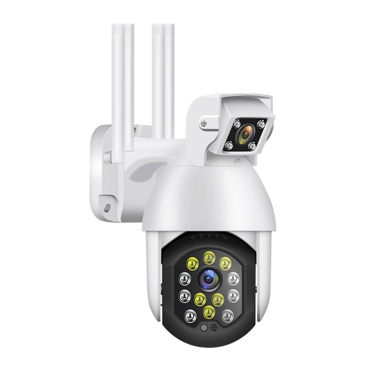 QX41 1080P 2.0MP Dual Lens IP66 Waterproof Panoramic PTZ WIFI Camera, Support Day and Night Full Color & Two-way Voice Intercom & Smart Alarm & Video Playback & 128GB TF Card, EU Plug