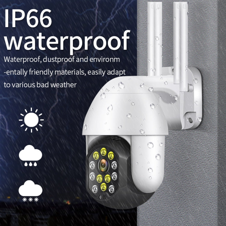 QX41 1080P 2.0MP Dual Lens IP66 Waterproof Panoramic PTZ WIFI Camera, Support Day and Night Full Color & Two-way Voice Intercom & Smart Alarm & Video Playback & 128GB TF Card, UK Plug