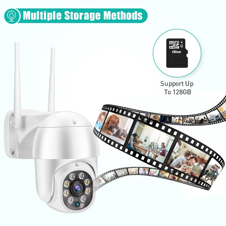 QX43-2 1080P 2.0MP Lens IP66 Waterproof PTZ Rotating WIFI Camera, Support Infrared Night Vision & Two-way Voice Intercom & Motion Detection & 128GB TF Card, UK Plug