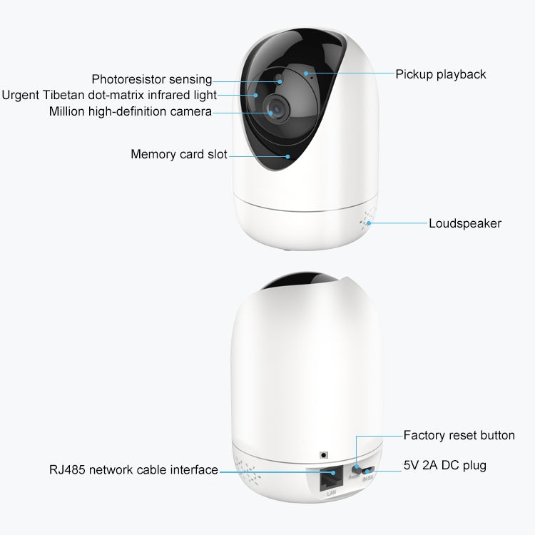 YT47 HD Wireless Indoor Network Shaking Head Camera, Support Motion Detection & Infrared Night Vision & Micro SD Card, UK Plug