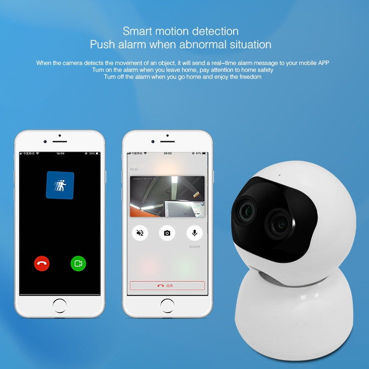 YT48 HD Wireless Indoor Network Shaking Head Binocular Camera, Support Motion Detection & Infrared Night Vision & Micro SD Card, UK Plug