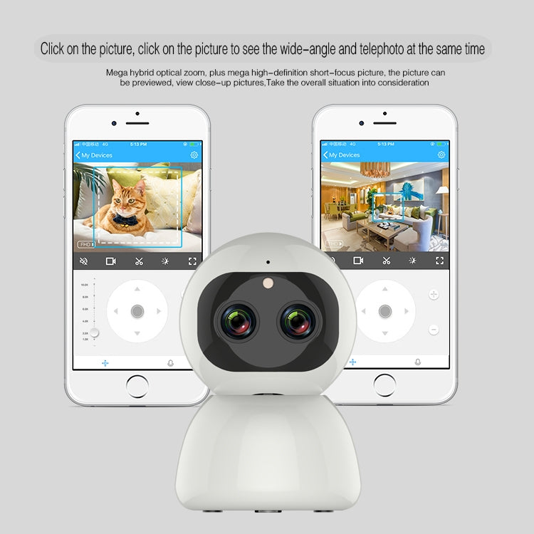 YT48 HD Wireless Indoor Network Shaking Head Binocular Camera, Support Motion Detection & Infrared Night Vision & Micro SD Card, UK Plug