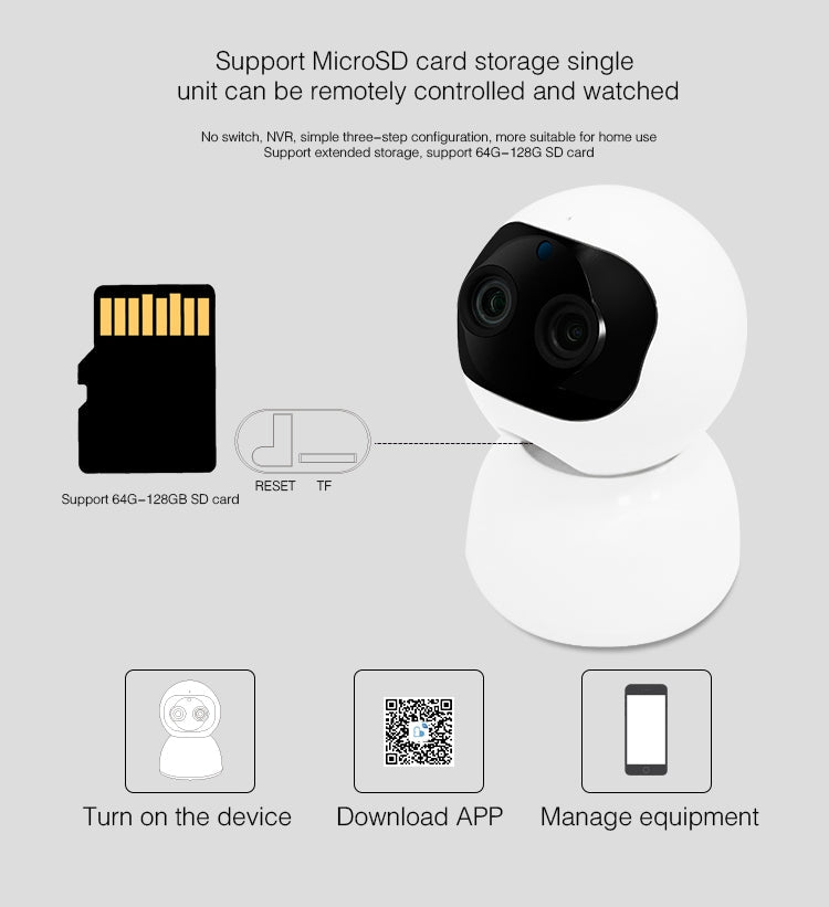 YT48 HD Wireless Indoor Network Shaking Head Binocular Camera, Support Motion Detection & Infrared Night Vision & Micro SD Card, UK Plug