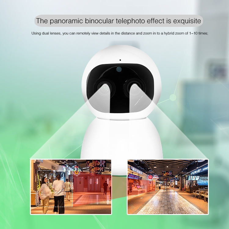 YT48 HD Wireless Indoor Network Shaking Head Binocular Camera, Support Motion Detection & Infrared Night Vision & Micro SD Card, UK Plug