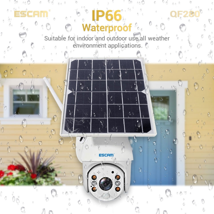 ESCAM QF280 HD 1080P IP66 Waterproof WiFi Solar Panel PT IP Camera without Battery, Support Night Vision / Motion Detection / TF Card / Two Way Audio (White)