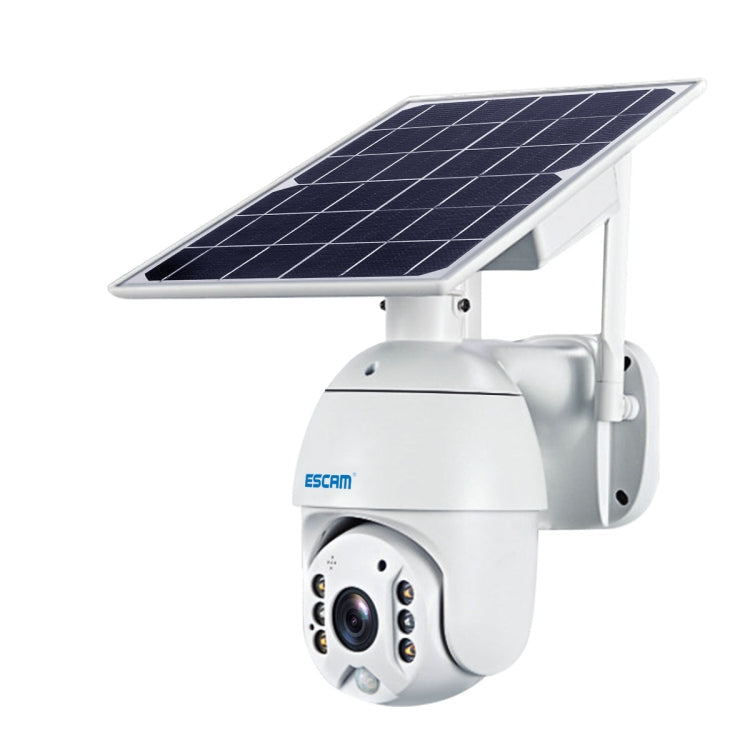ESCAM QF480 US Version HD 1080P IP66 Waterproof 4G Solar Panel PT IP Camera without Battery, Support Night Vision / Motion Detection / TF Card / Two Way Audio (White)