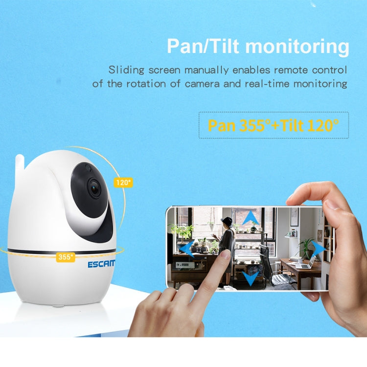 ESCAM PVR008 HD 1080P WiFi IP Camera, Support Motion Detection / Night Vision, IR Distance: 10m, US Plug(White)