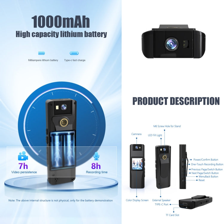 L12 180 Degrees Rotation Conference Video Recording Camera Mini HD 720P WiFi Camera (Black)