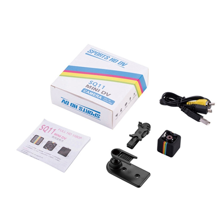 SQ11 Mini DV HD 1080P 6 LEDs Sport Recorder Camera with Holder, Support Monitor Detection & IR Night Vision & TF Card (Black)