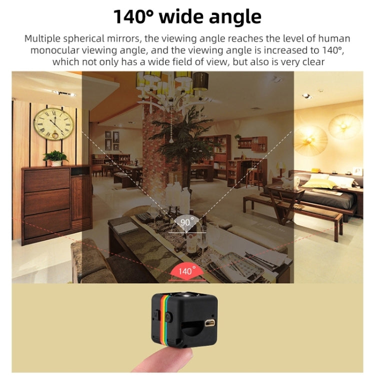 SQ11 Mini DV HD 480P 6 LEDs Sport Recorder Camera with Holder, Support Monitor Detection & IR Night Vision & TF Card (Black)