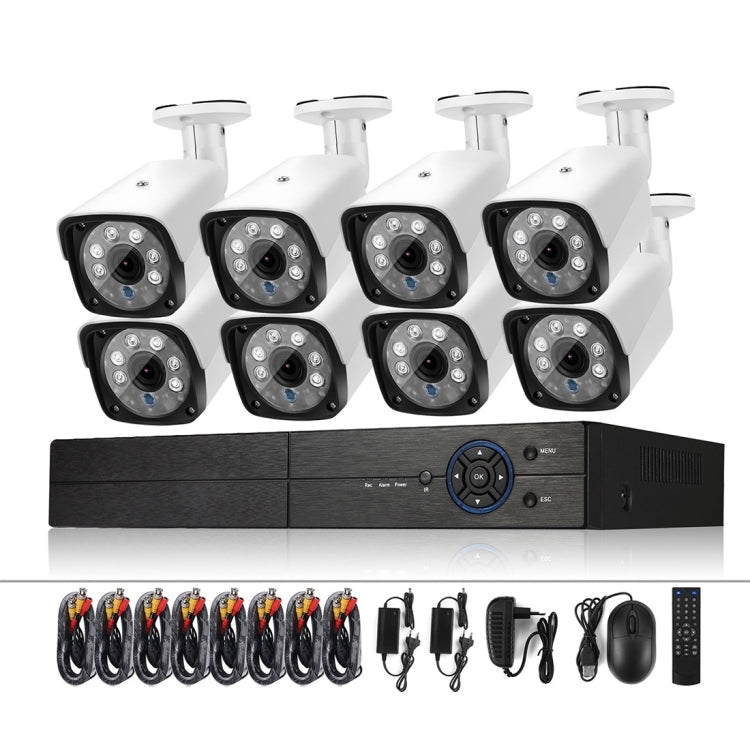 A8B3 / Kit 8CH 1080N Surveillance DVR System and 720P 1.0MP HD Weatherproof Bullet Camera, Support Infrared Night Vision & P2P & Phone Remote Monitor(White)