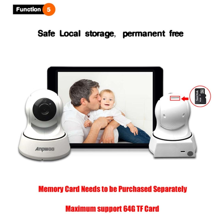 Anpwoo YT002 Ingenic T10 720P HD WiFi IP Camera with 11 PCS Infrared LEDs, Support Motion Detection & Night Vision & TF Card(Max 64GB)