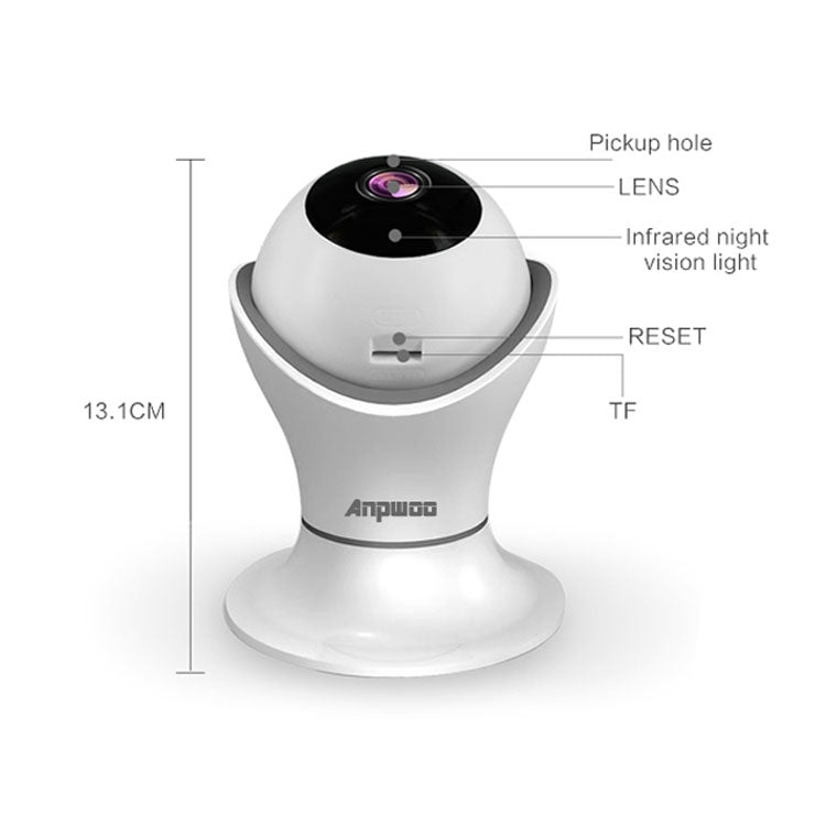 Anpwoo Hercules GM8135+SC2145 1080P HD WiFi IP Camera, Support Motion Detection & Infrared Night Vision & TF Card(Max 128GB)(White)