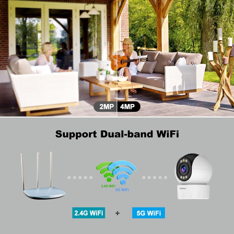 SriHome SH046 4.0 Million Pixels FHD Low Power Consumption Wireless Home Security Camera System (AU Plug)