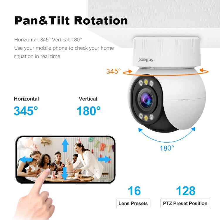 SriHome SH046 4.0 Million Pixels FHD Low Power Consumption Wireless Home Security Camera System (AU Plug)