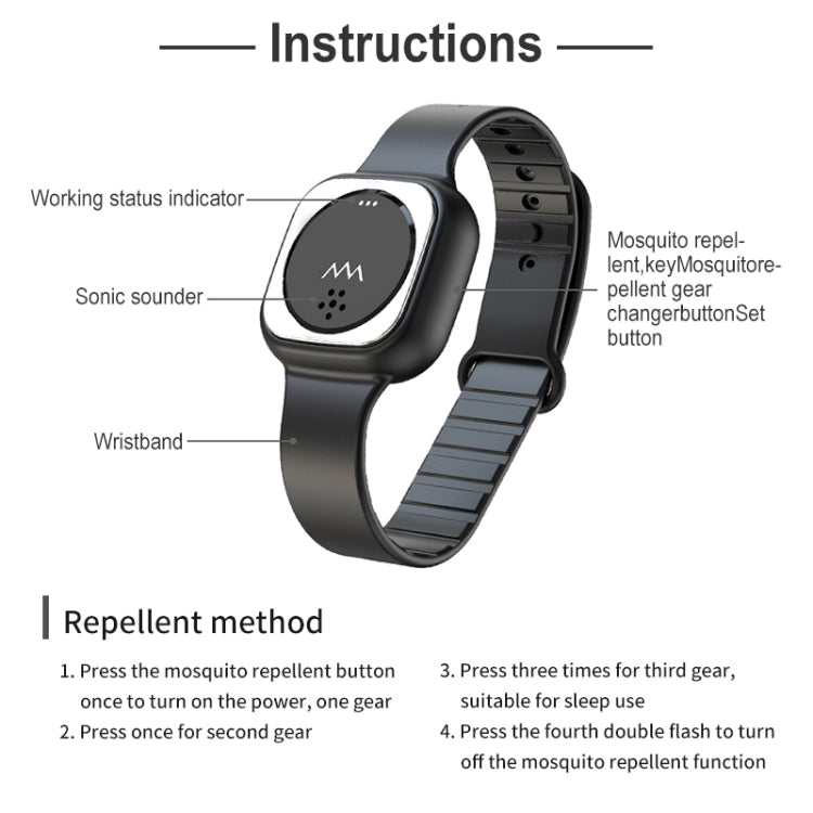 F8 Outdoor Silica Gel Mosquito Repellent Wristband(Black)