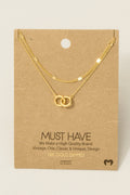 Layered Chain Link Charm Necklace: Gold