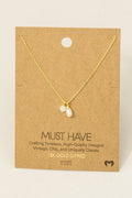 Gold Dipped Opal And Pearl Charms Chain Necklace: Gold