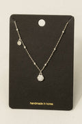 Cz Studded Flower Disc Pendant Necklace