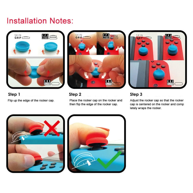 Left + Right Gamepad Rocker Cap Button Cover for NS Pro / PS4(Green+Red)