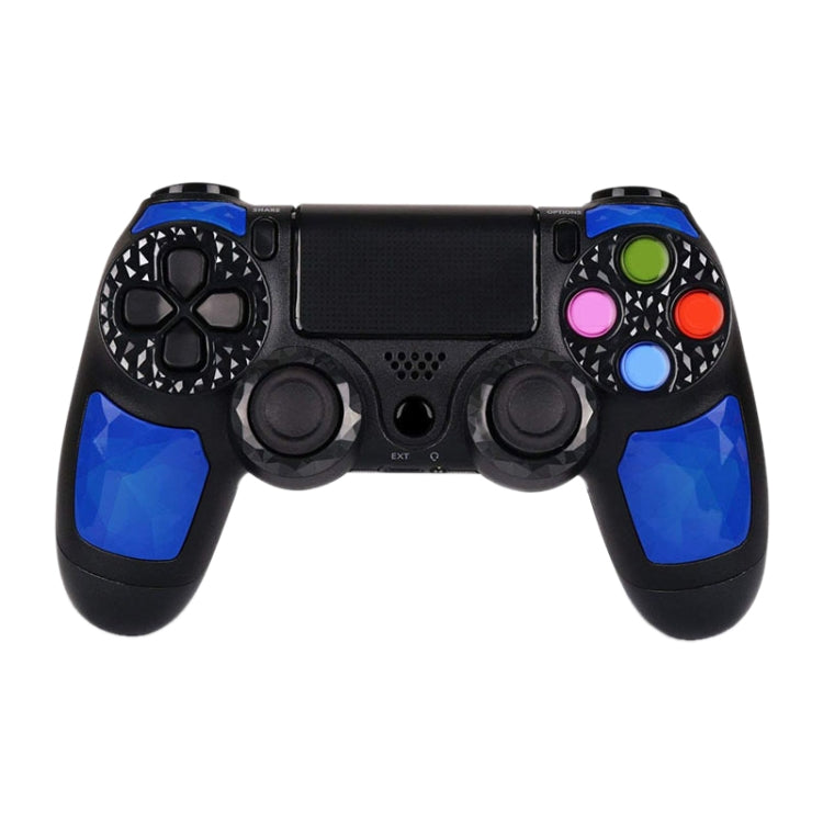 Wireless Bluetooth Diamond Texture Shock Touch Plate Game Handle Controller with Smart Indicator for Sony PS4(Blue)