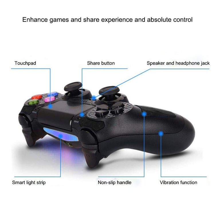 Wireless Bluetooth Diamond Texture Shock Touch Plate Game Handle Controller with Smart Indicator for Sony PS4(Blue)