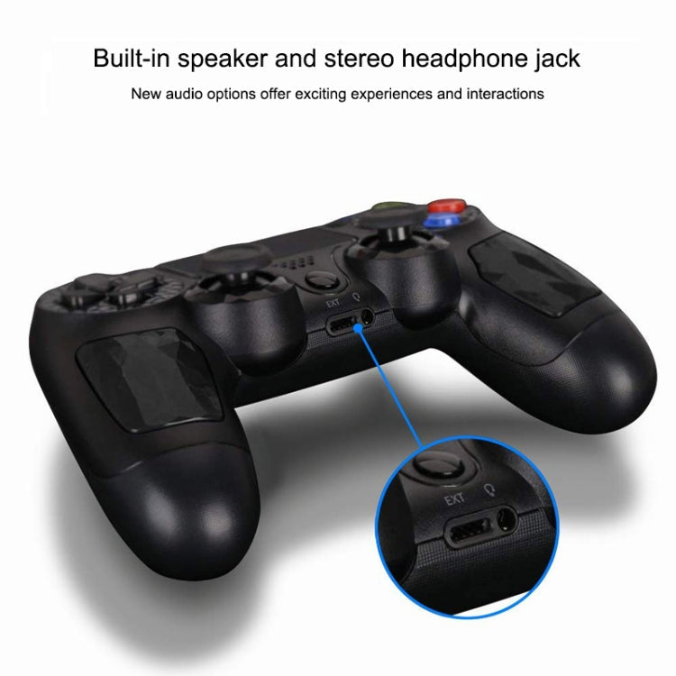 Wireless Bluetooth Diamond Texture Shock Touch Plate Game Handle Controller with Smart Indicator for Sony PS4(Blue)