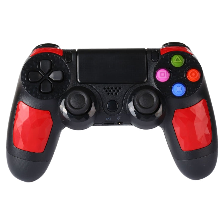 Wireless Bluetooth Diamond Texture Shock Touch Plate Game Handle Controller with Smart Indicator for Sony PS4(Red)