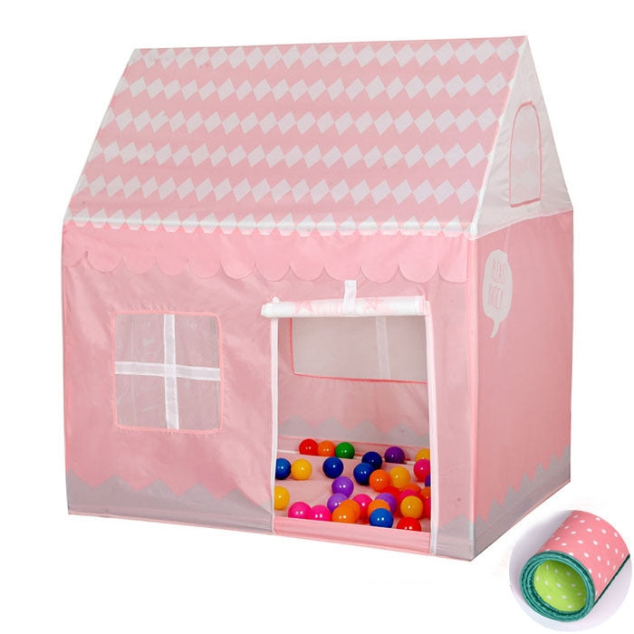 Household Children Printing Play Tent Small Game House with Mat (Light Pink)