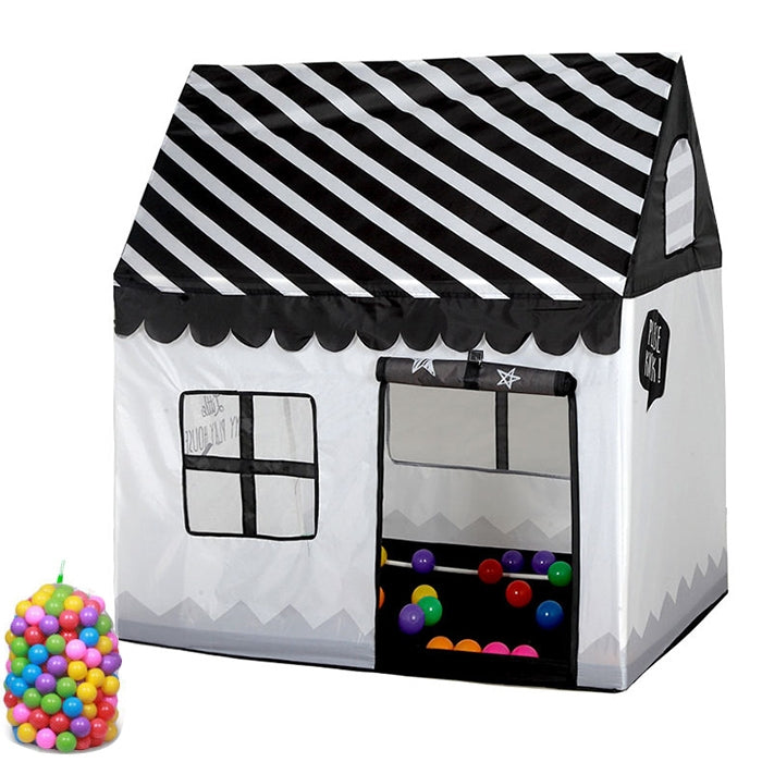 Household Children Printing Play Tent Small Game House, with 50 Ocean Balls (Black White)