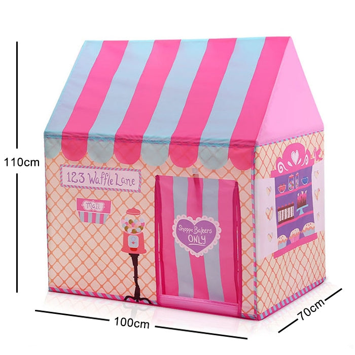 Household Children Printing Play Tent Small Game House, with 50 Ocean Balls (Light Pink)