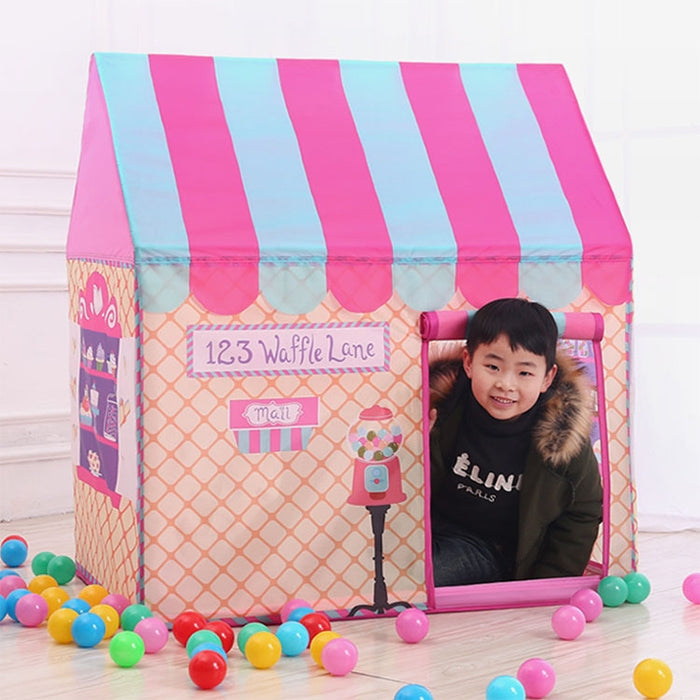 Household Children Printing Play Tent Small Game House with 50 Ocean Balls & Mat (Black White)