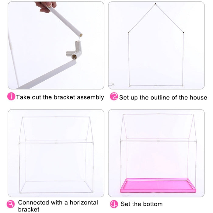 Household Children Printing Play Tent Small Game House with 50 Ocean Balls & Mat (Pink)