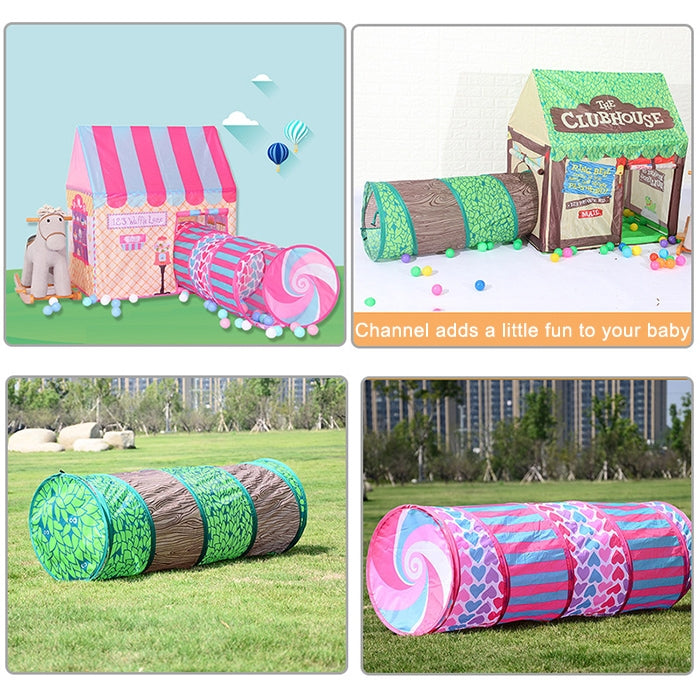 Household Children Printing Play Tent Small Game House with Passageway (Green)