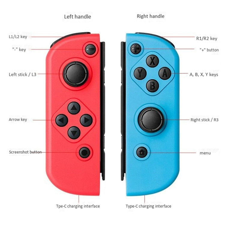 Left and Right Bluetooth Wireless Joypad Gamepad Game Controller for Switch(Blue + Red)