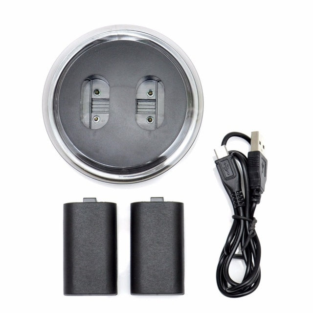 SND-362 Rechargeable Battery x 2 + USB Cable + Charging Dock Station with LED Indicator for X-ONE Wireless Controller