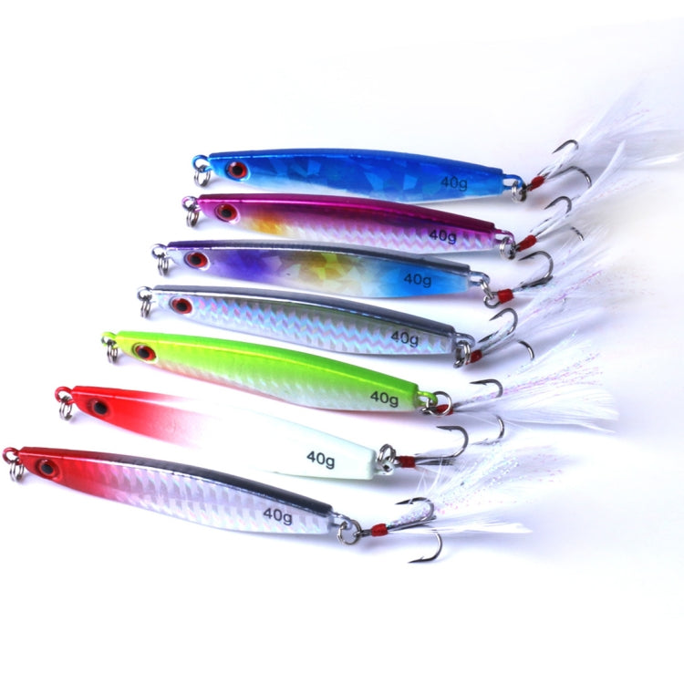 HENGJIA 7 PCS Metal Lures Iron 8cm/40g Fishing Lures Bait with Feather Hook