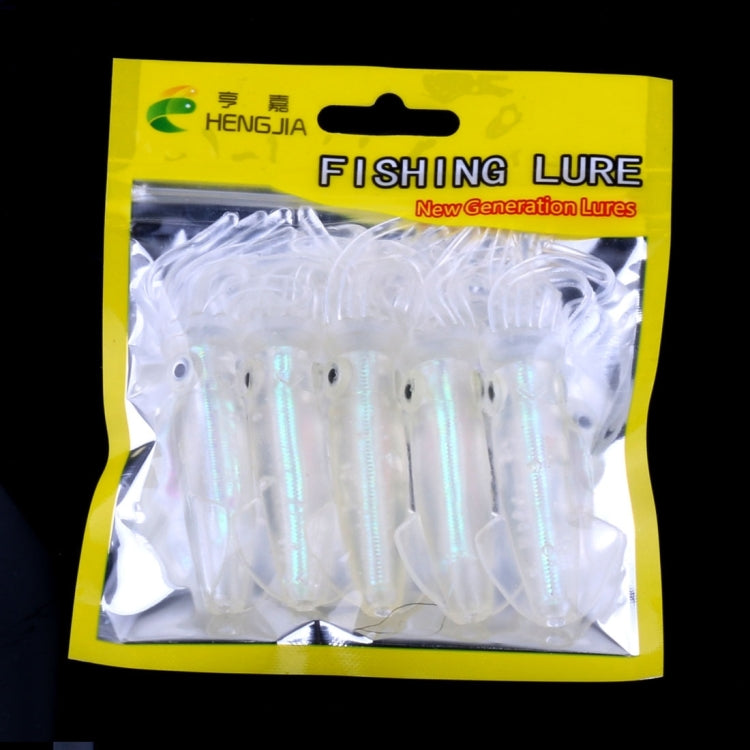 HENGJIA 5PCS Luminous Squids Plastic Soft Baits Artificial Fishing Lures Bionic Fishing Bait, Length: 9 cm
