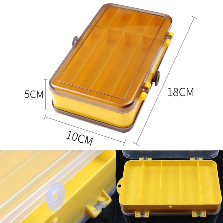 Portable Outdoor Lure Box Transparent Plastic Double-sided Storage Box, Size: 18 x 10 x 5cm(Yellow + Grey)