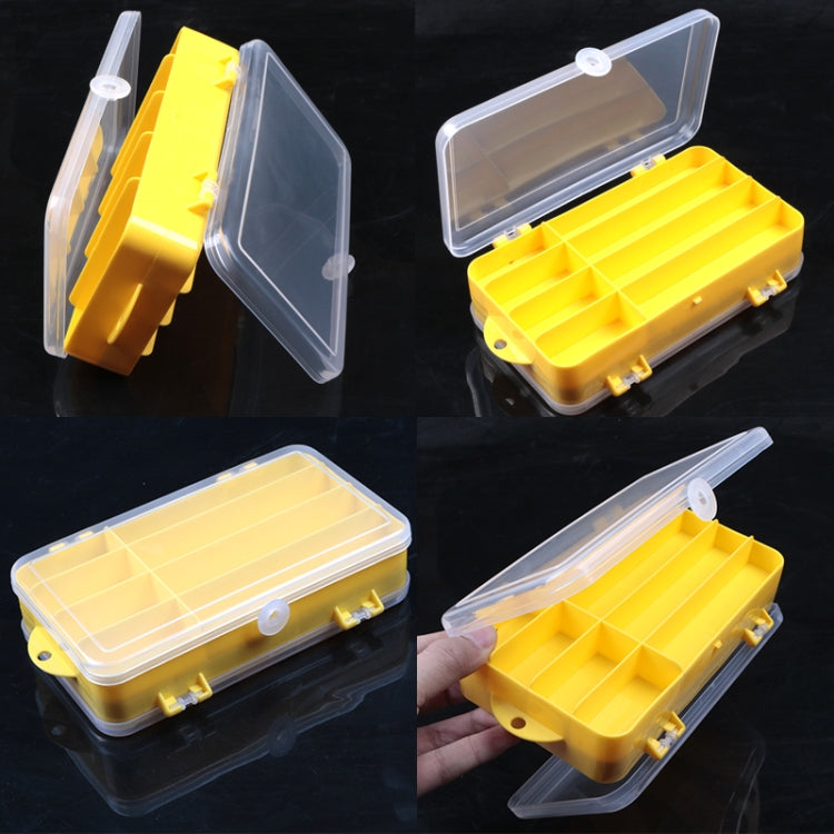 Portable Outdoor Lure Box Transparent Plastic Double-sided Storage Box, Size: 18 x 10 x 5cm(Yellow + Grey)