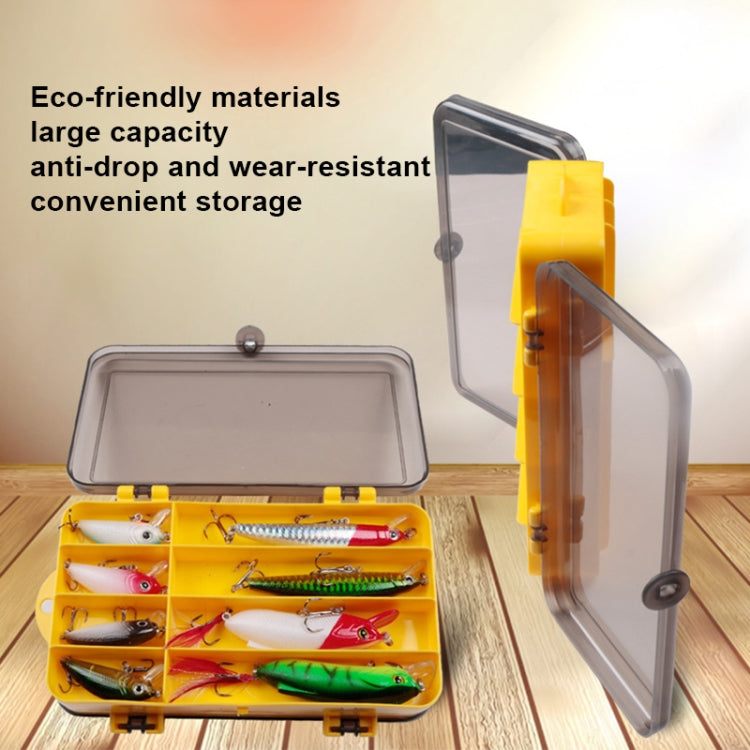 Portable Outdoor Lure Box Transparent Plastic Double-sided Storage Box, Size: 18 x 10 x 5cm(Yellow + Grey)